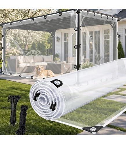 14x21 FT Clear Heavy Duty Waterproof Tarp, 15Mil Thick Tear