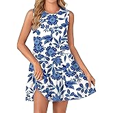 KIFOVEN Women's Summer Dress Sleeveless Floral Print Tiered Sundress Casual Boho Flowy Babydoll Mini Dress