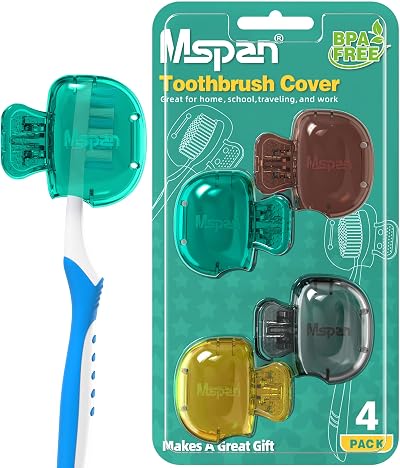 Mspan Toothbrush Protector Travel Cover 4 Pack Clip Case BPA Free