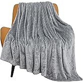 TOONOW Fleece Blanket Twin Size -320GSM Lightweight Fuzzy Soft Textured Flannel Blankets for Couch, Sofa, Bed, 60x80 inchs,Light Grey
