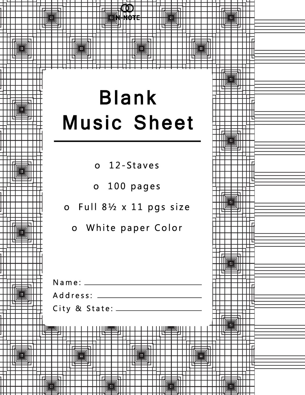 Blank Music Sheet: 12 Staves Music Writing Pad Each Pages, With 100 pages Manuscript Paper | Staff Paper | Musicians Notebook | Beautiful Black & ... paper notebook, geometric mania collection)