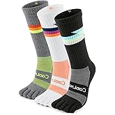 OrrinSports Toe Socks for Men and Women Cool-max Crew Running Socks Breathable Moisture Wicking,3 Pairs