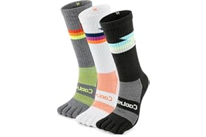 OrrinSports Toe Socks for Men and Women Coolmax Crew Running Socks Breathable Moisture Wicking,3 Pairs