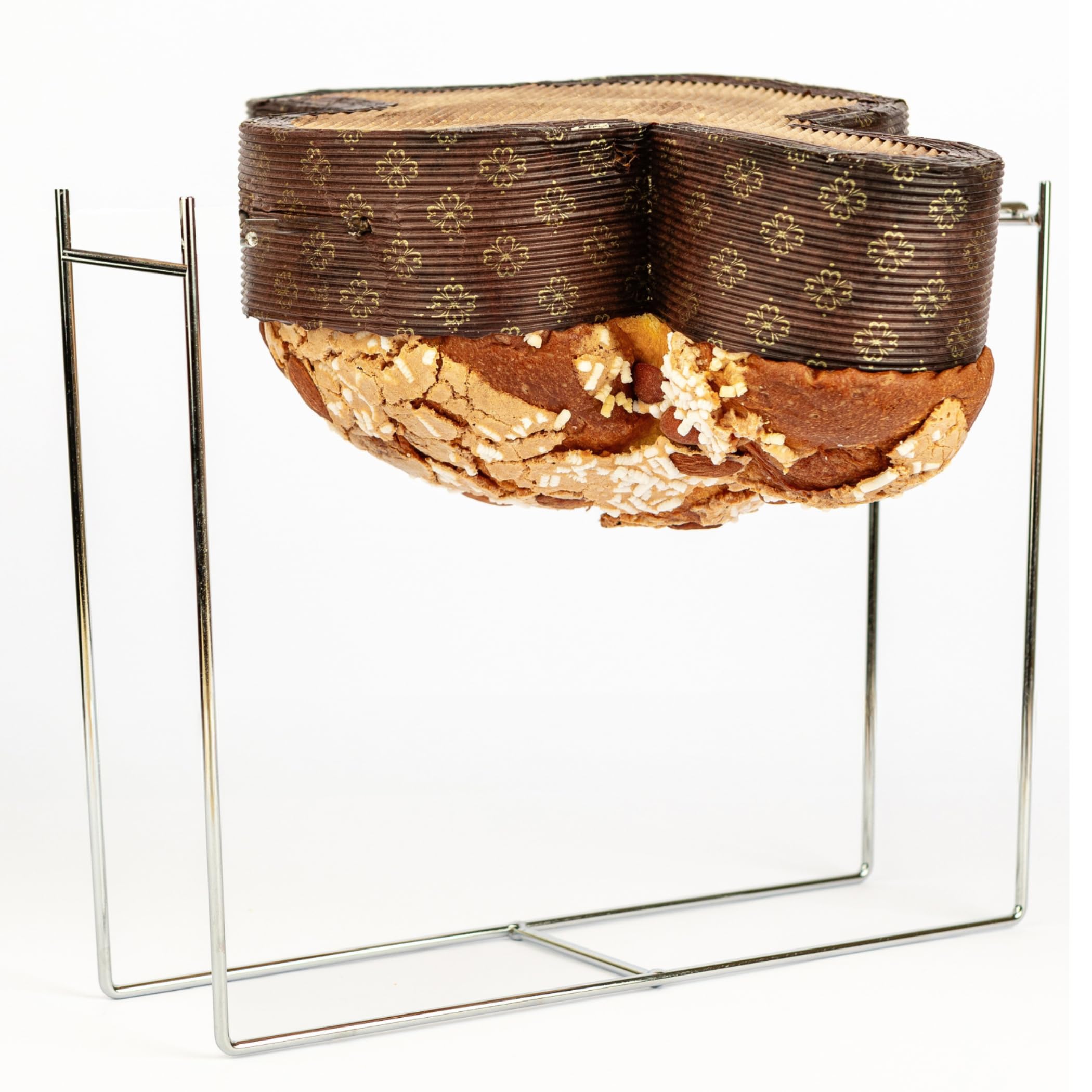 Chrome Steel Panettone Irons - Support for Pins, Doves and Other Leavers up to 1 kg, Easy to Use - 28 x 8 x 23 cm, Use with Panettone Fork