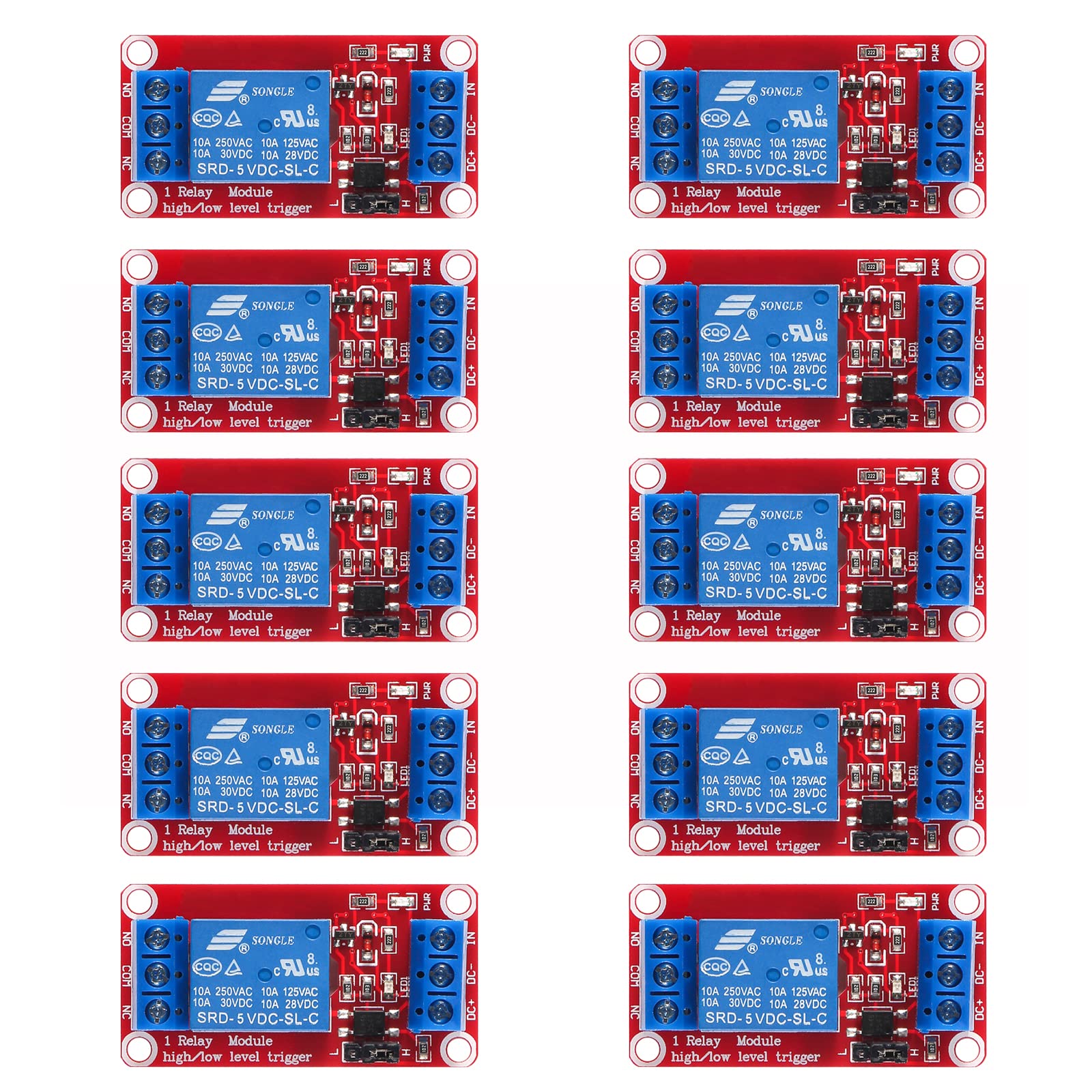 AEDIKO 10pcs DC 5V Relay Module - 1 Channel Relay