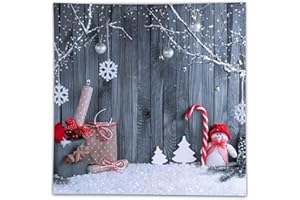 Funnytree 6 x 6 FT Christmas Winter Backdrop Snow Snowflake Cartoon Snowman Photography Background for Newborn Kids Baby Shower Birthday Party Decor Banner Portrait Photo Booth Props