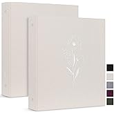 Lanpn Aesthetic Letter Size A4 3 Ring Binder 2 Packs, Linen Hardcover 1 inch Round Rings Folder Holder Planner Fits 8.5" x 11" Paper for Office School Journaling Collections (Beige)