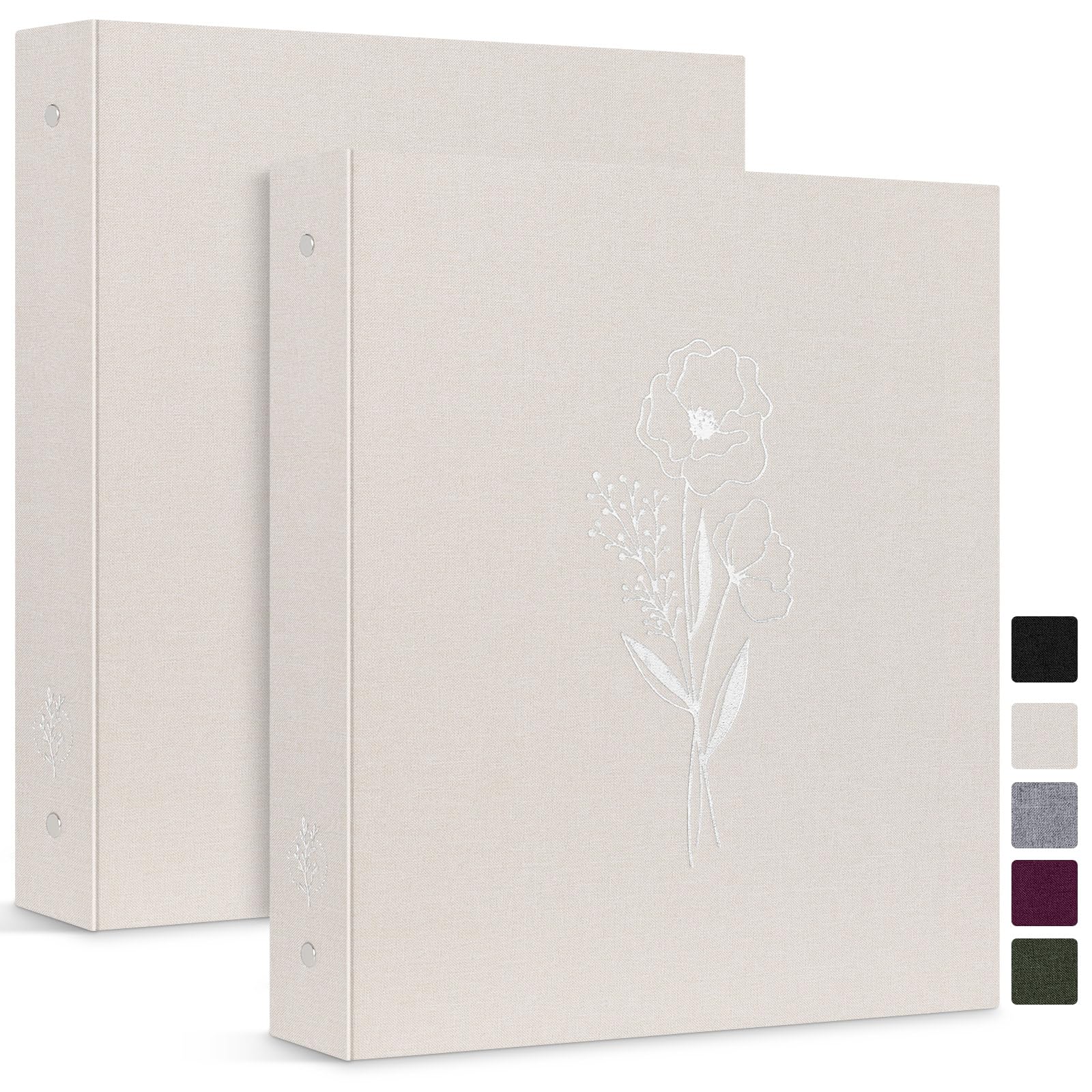 Lanpn Aesthetic Letter Size A4 3 Ring Binder 2 Packs, Linen Cover 1 inch Round Rings Can Holds 8.5" x 11" Paper for Home Office School Journaling Collections (Beige)