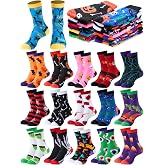 Glitopper 16 Pairs Halloween Socks for Women Men Novelty Gifts | Fun Pumpkin Ghost Bat Spiders Skull Pattern, Fuzzy Crew Socks, Hallowen Party Favors, Holiday Dress
