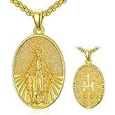 PARYFO 925 Sterling Silver St Michael/St Benedict/Virgin Mary Miraculous Medal Necklace Protection Amulet Pendant Catholic Medallions Jewelry