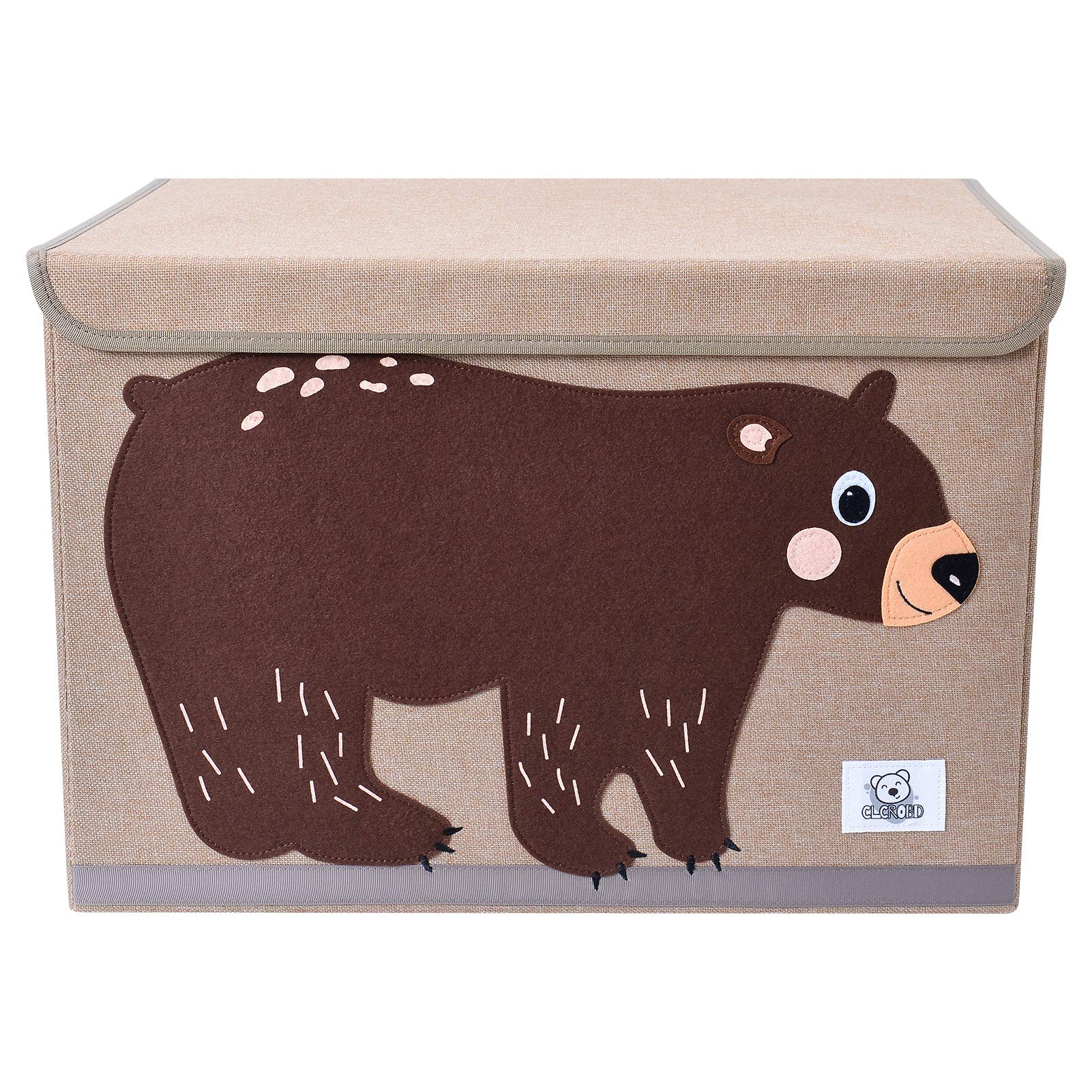 CLCROBD Foldable Kids Large Toy Chest with Flip-Top Lid, Collapsible Fabric Animal Toy Storage Organizer/Bin/Box/Basket/Trunk for Toddler, Children and Baby Nursery (Bear)