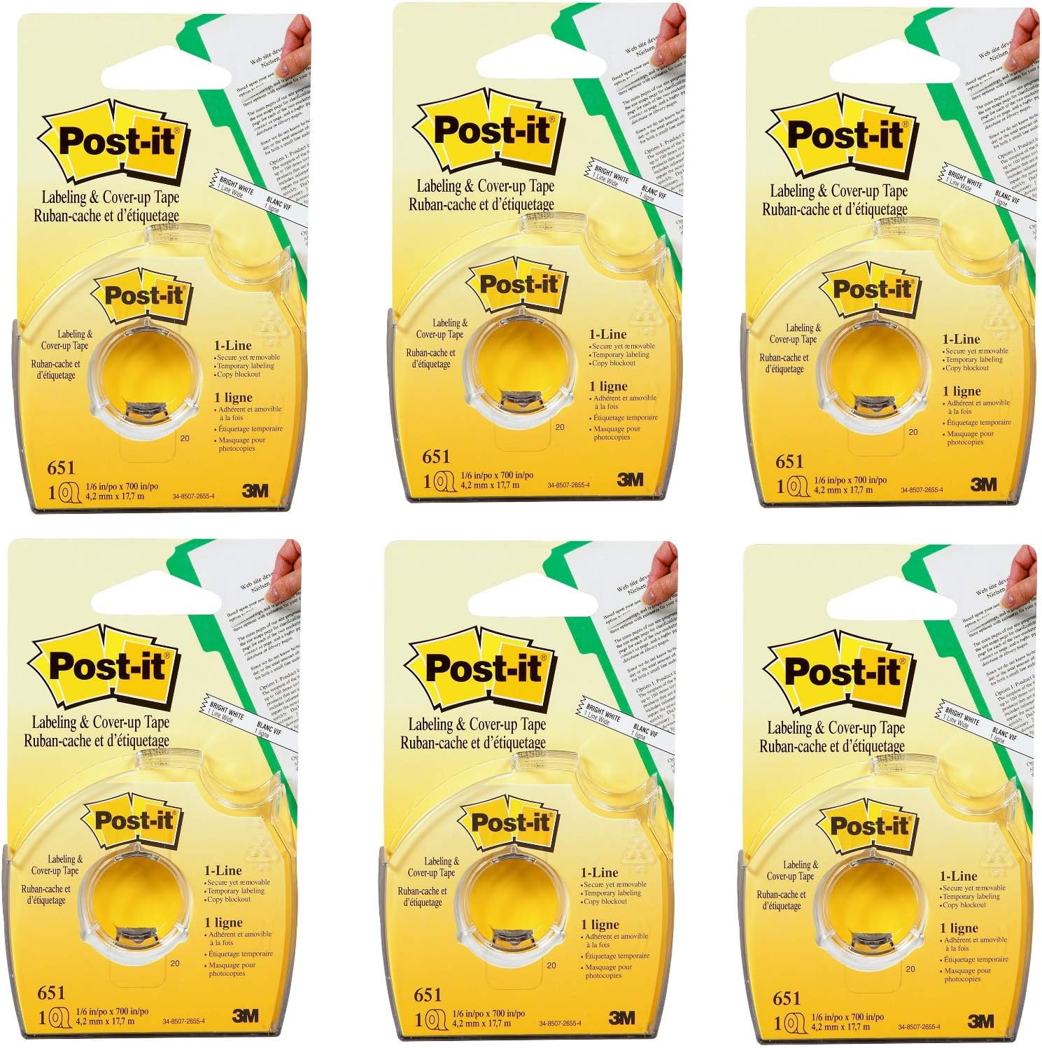 Labeling Postit(R) and (6) Inches 700 x 1/6inch 651, Tape CoverUp