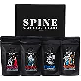 Spine Coffee Club LLC 4-Pack Gourmet Coffee Sampler Gift Box Set with Ethiopia, Sumatra, Guatemala, Kenya Single Origin Selec