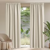 PONY DANCE Pencil Pleat Thermal Curtains 66x90 Dark Beige Blackout Panels view 2