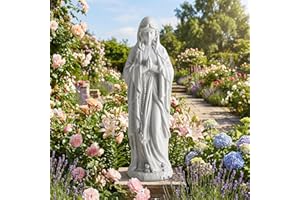 Giantex Virgin Mary Praying Statue 29.5", Blessed Mother Outdoor Religious Statue with Rosary Beads, Weather-Resistant MgO Ca