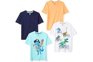Amazon Essentials Boys and Toddlers' Short-Sleeve V-Neck T-Shirt Tops (Previously Spotted Zebra), Multipacks
