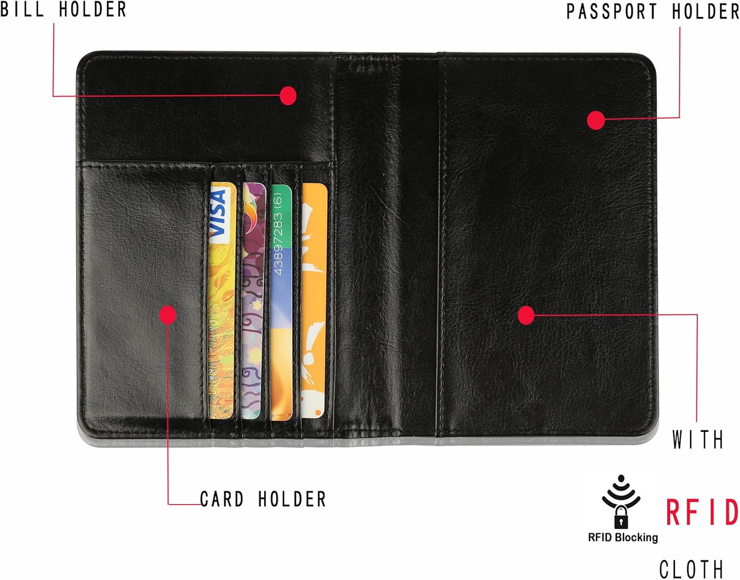  | GDTK Leather Passport Holder Cover Case RFID Blocking Travel Wallet (Black) | Passport Covers