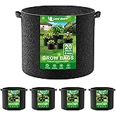 Land Guard 4-Pack Fabric Grow Bags 20 Gallon, Thickened Nonwoven Garden Pots, Growing Bags with Handles, Black