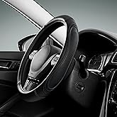 Road Comforts Car Steering Wheel Cover - Microfiber Leather Steering Wheel Wrap Sports 14.5-15 Inch Steering Wheel Cover Non-Slip for Men Women Black Color