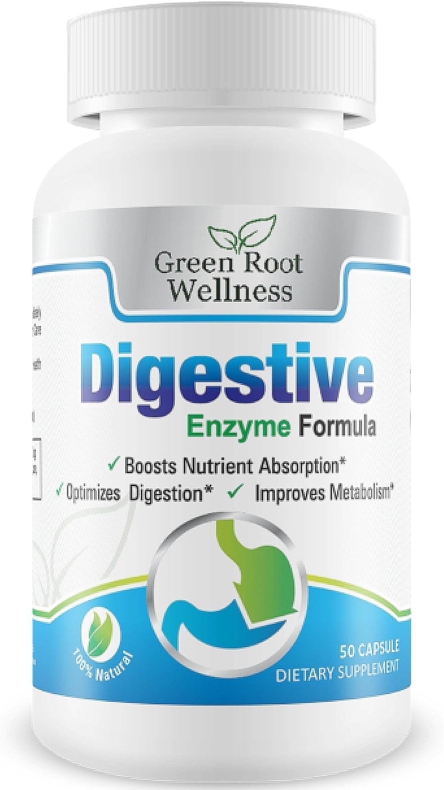 Digestive Enzyme Supplement - Supports Food Digestion, Pancreatic Functions & Reduces Bloating - Supports Digestion of Fats, Carbohydrates, Proteins and More - Made in USA - 50 Capsule Count