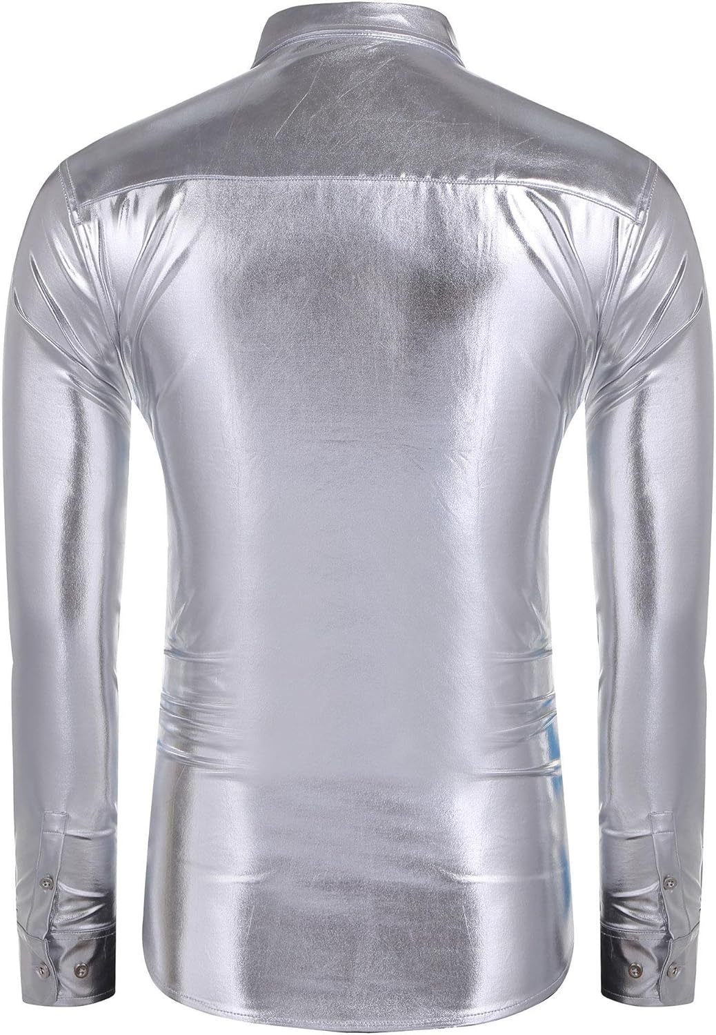 COOFANDY Men's Metallic Shiny Nightclub Slim Fit Long Sleeve Button Down Party Shirts at  Men’s Clothing store