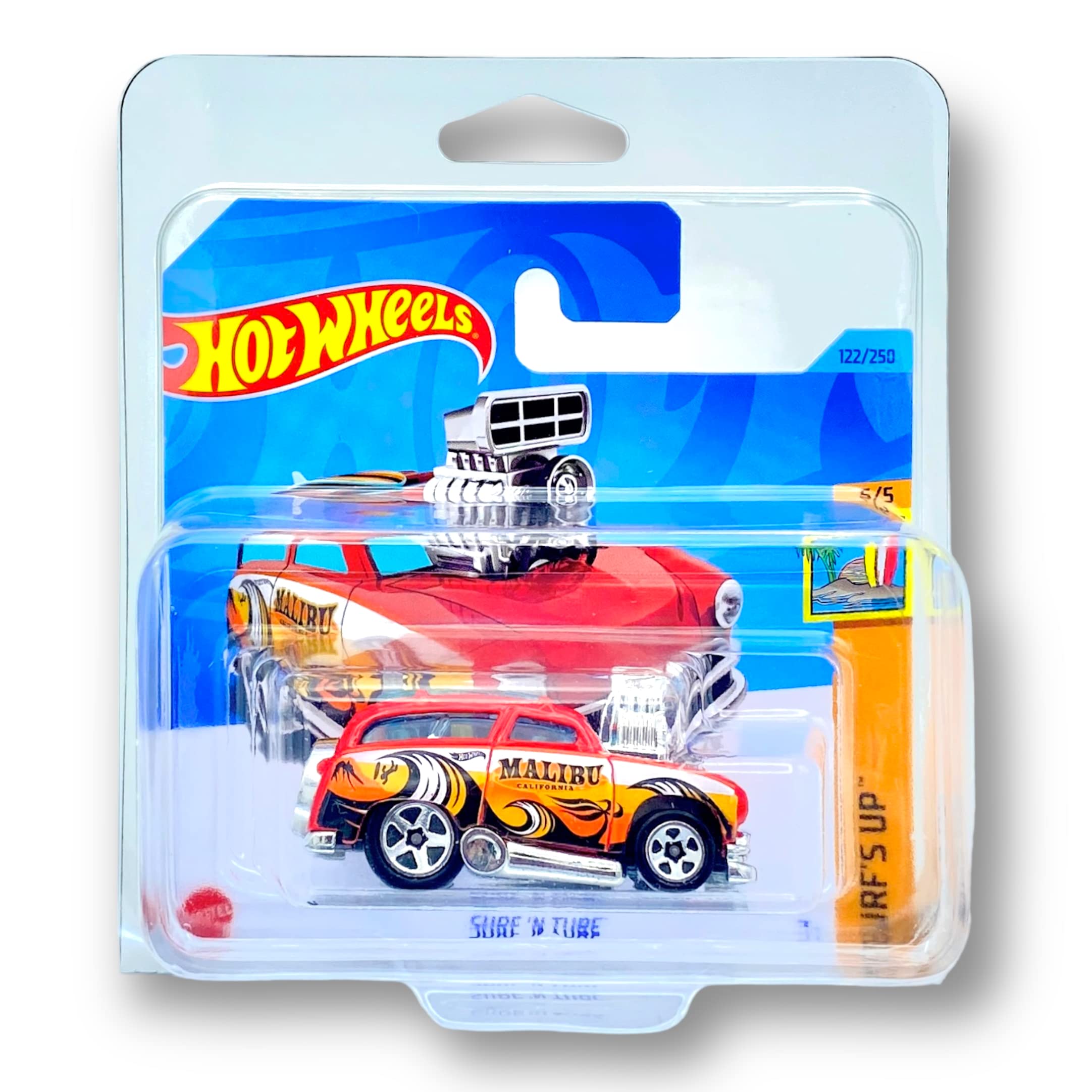 Hot Wheels Surf 'N Turf (Red) 5/5 Surf's Up 2023-122/250 (Short Card) - COMES IN A KLAS CAR KEEPER PROTECTIVE COLLECTORS CASE - HKJ35