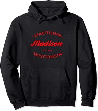 Amazon.com: Madison Wisconsin Madtown Retro Design Hoodie ...