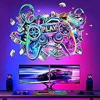 decalmile Large 3D Game Wall Decals Video Gaming Gamer Controller Joystick Wall Stickers Boy Bedroom Teenagers Playroom Wall 