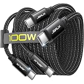 JSAUX for iPhone 18 Pro Charger Cable, USB C to USB C Cable [2-Pack 10FT] | 100W Type C Fast Charging Cord for iPhone Duo/18 Pro Max/17/16/15 Series, Galaxy S26/S25, MacBook and iPad, Black