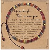 CASDAN Natural Crystal Beaded Bracelet for Women Natural Stone Adjustable Braided Rope Bracelets Spiritual Bracelet Inspirational Gifts