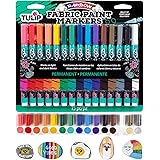 TULIP-33701 Fabric Paint Markers Rainbow 15 Pack, for Permanent Color on Fabric, Wood, Rocks