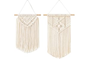Mkono 2 Pcs Macrame Wall Hanging Boho Wall Art Decor Woven Chic Bohemian Room Decor for Bedroom Nursery Living Room Dorm Apar