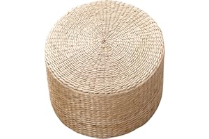 Round Pouf Ottoman, 16x16x12 Natural Braided Pouf Ottoman Stuffed, Comfortable Small Foot Rest for Living Room, Bedroom, Nurs