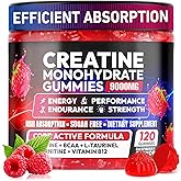 Creatine Monohydrate Gummies 5000MG, Creatine Gummy for Men &amp; Women 120Ct | Pre-Workout for Adults, Creatine Gummy with L-Taurine, BCAA 2:1, B12/6 for Muscle Support, Enhance Strength, Energy Boost