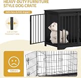 Hzuaneri Dog Crate Furniture 81 cm Double Door Barn Door Anti-Chew Black view 8