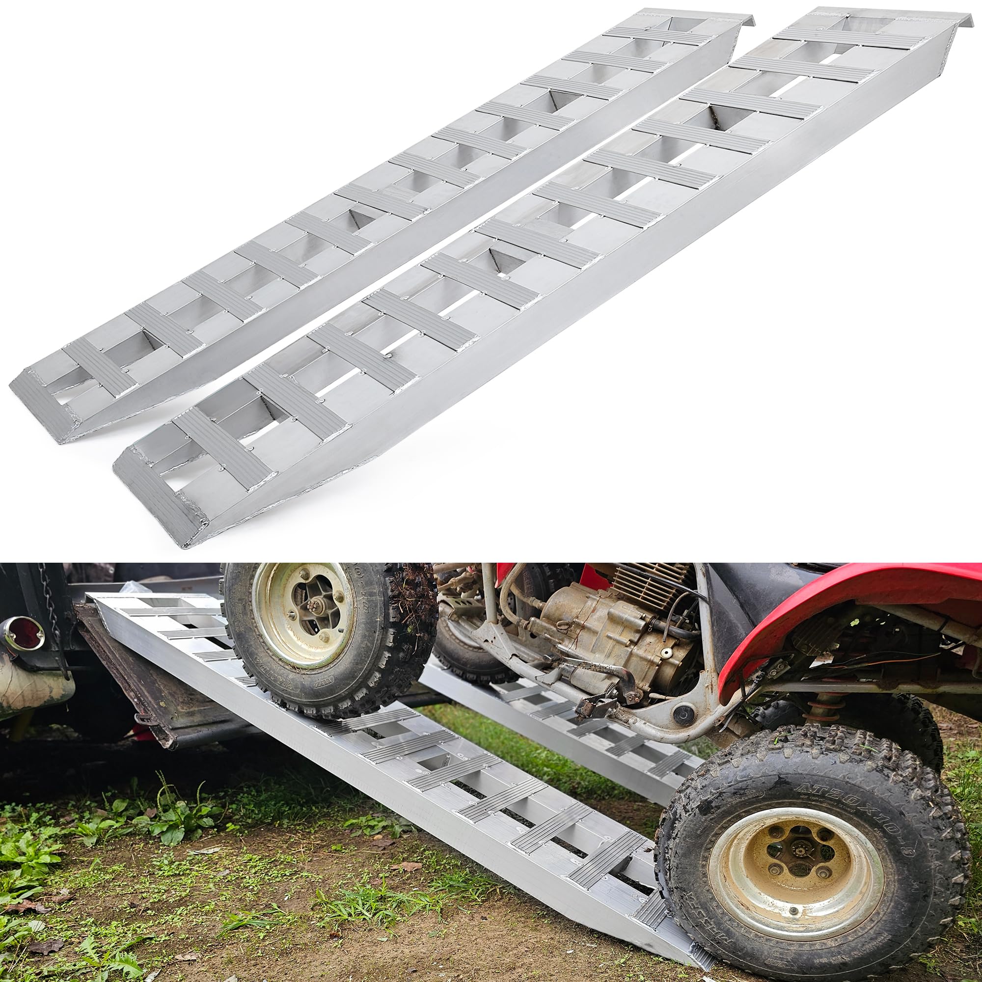 Photo 1 of YITAMOTOR 2pcs 6000lbs 84" x 14" Aluminum Trailer Ramps, Loading Ramps Car ATV Truck Auto Hauler Knife & Hook Ends