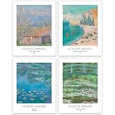 EVOLE HOME - Claude Monet Giclée Art Print Set of 4 Unframed 11x14 Inch Impressions on Premium Matte Art Paper for Home or Office Decor