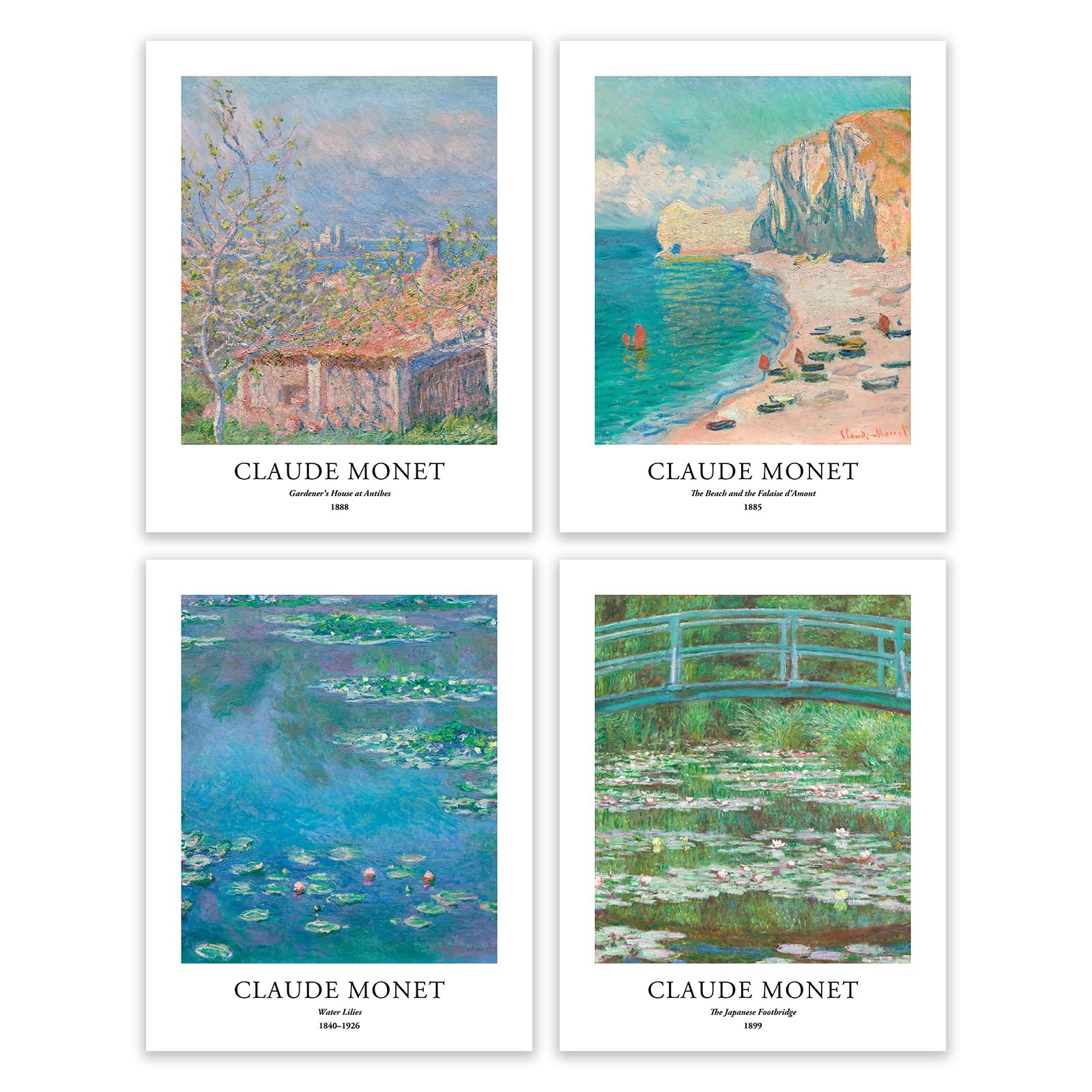 Photo 1 of ** BENT** EVOLE HOME - Claude Monet Giclée Art Print Set of 4 Unframed 11x14 Inch Impressions on Premium Matte Art Paper for Home or Office Decor