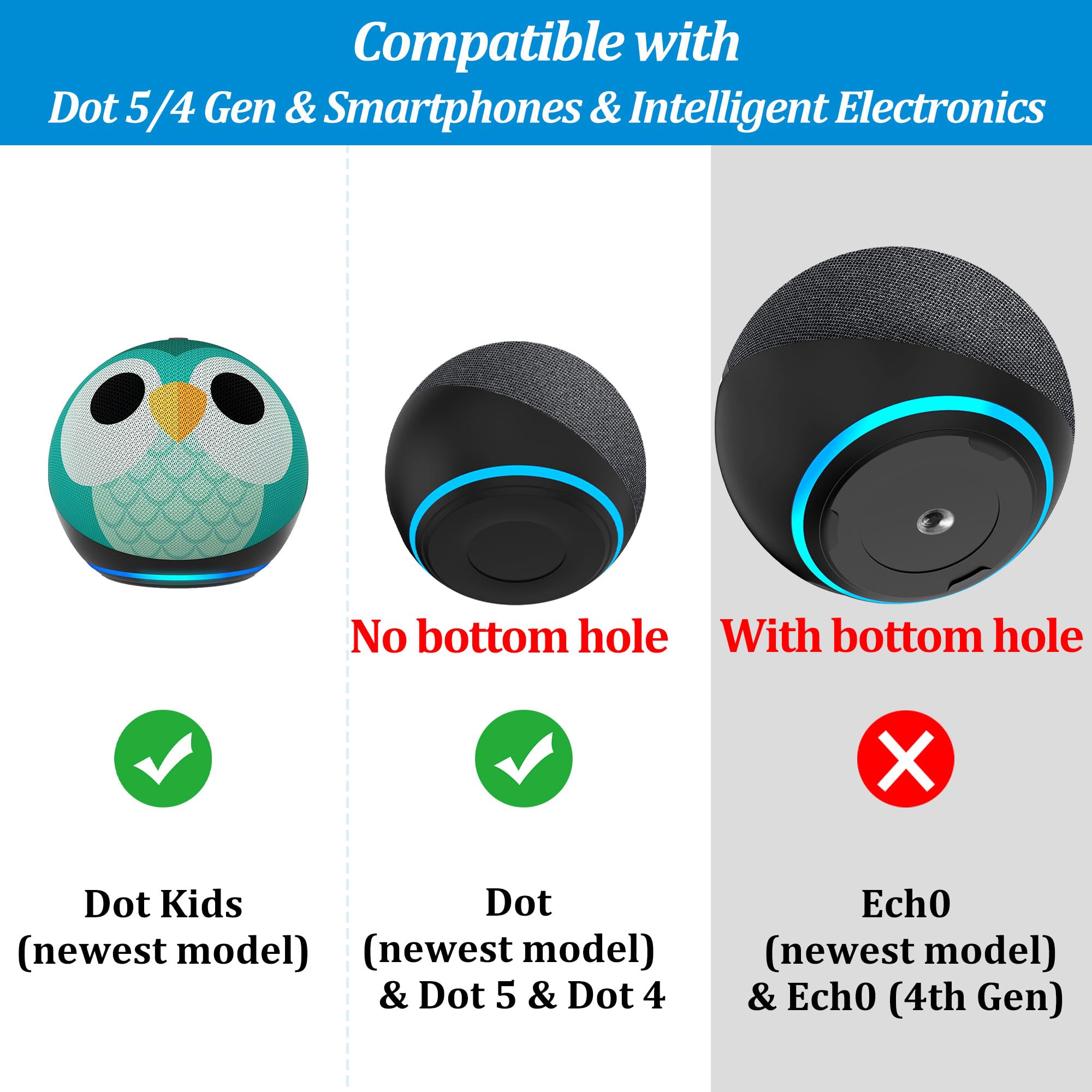 PlusAcc Battery Base for Dot 5th Gen & Dot 4th Gen & Cellphones - 5000 mAh Portable Charger Stand Holder, Rechargeable Charging Dock Station for Dot 5 & Dot 4 & Smartphones & Earbuds (Black)