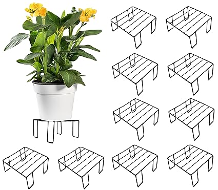 MandU Flower Pot Plant Container Garden Stand (Square), Black (Pack of 10) - (Height - 10.5cm and Length / Breadth - 20cm)