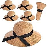 Roshtia 6 Pieces Panama Straw Hats for Men Sun Hats Women Wide Brim Summer Beach