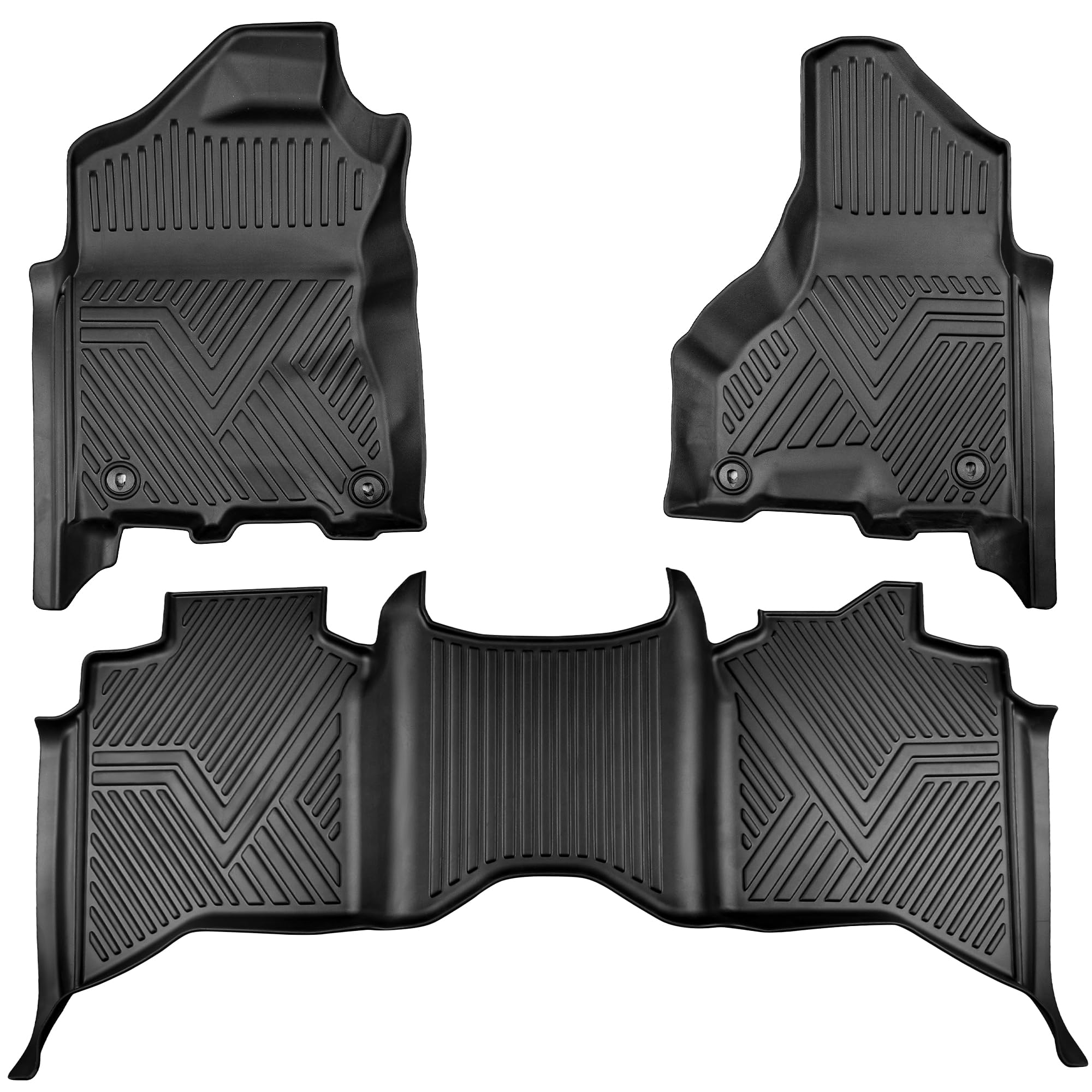 Photo 1 of (USED/FAIR) YOTRUTH Floor Mats for 2013-2018 Dodge Ram 1500/2500/3500 Crew Cab & 2019-2024 Ram 1500 Classic Crew Cab | 1st & 2nd Row | 4 Full Size Doors | Not for New Body | All-Weather Car Liners for Trucks