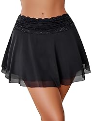 Avidlove Women's Pleated Mini Skirt Lace Mesh