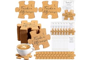 Hushee Employee Appreciation Gifts Inspirational Team Gifts for Coworker Motivational Puzzle Piece Coasters with Cards Bags for Office Staff Coworker(20 Pcs,You Make A Difference)