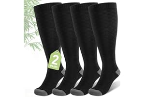 Plus Size Compression Socks for Women Wide Calf (2 Pairs) 15-20mmHg Bamboo Viscose Knee High Sock for Nurses Pregnancy