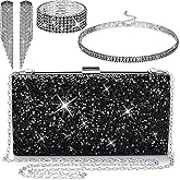 Jadive 4 Pcs Clutch Purse for Women Evening Bag Formal Rhinestone Clutch Bracelet Choker for Wedding Party Gift