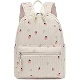 Corduroy Mini Backpack Purse for Women Girls, Fashion Small Backpack for Adults Teens Kids School Travel (Pink Strawberry)