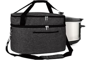 musbus 2 Layer Slow cooker bag for Crock-Pot 6-8 quart, Travel reunionc outdoor, Easy to transport Insulation water proof easy cleaning to carry, Family Gathering Potluck, Gift for Women - Black