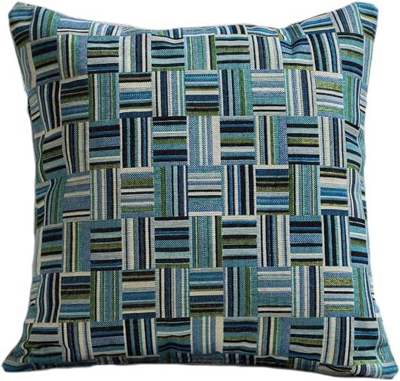 Blue Tapestry Double Sided Cushion Cover. 17"x17" Square Pillow Case