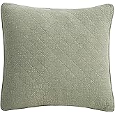 HiEnd Accents Cotton Gauze Euro Sham, 27x27 inch, Celadon Green Solid Color, Soft Textured Cotton Pillowcases, Classic Chic Casual Modern Rustic Quilted Pillow Shams